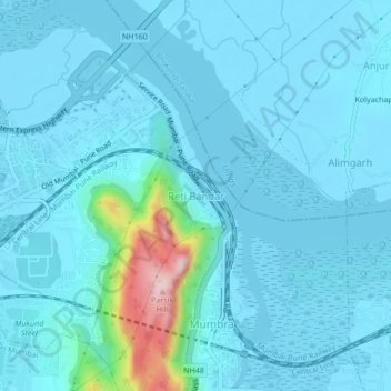 Mappa topografica Reti Bandar, altitudine, rilievo