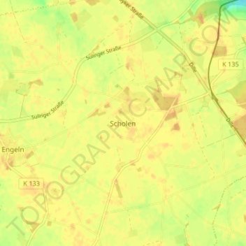 Mappa topografica Scholen, altitudine, rilievo