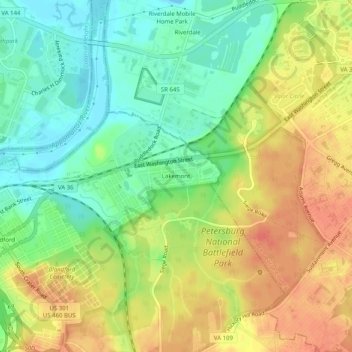 Mappa topografica Lakemont, altitudine, rilievo