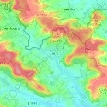 Mappa topografica Bergertshofen, altitudine, rilievo