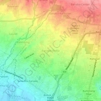 Mappa topografica Banaba South, altitudine, rilievo