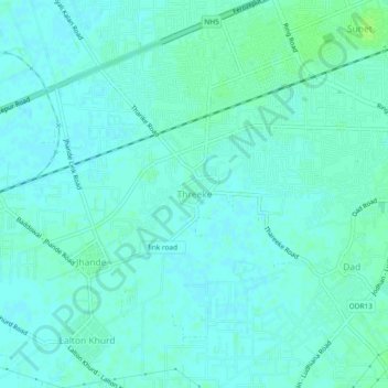 Mappa topografica Threeke, altitudine, rilievo