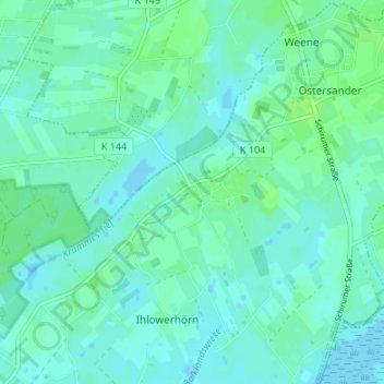 Mappa topografica Westersander, altitudine, rilievo