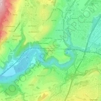 Mappa topografica Brassilly, altitudine, rilievo