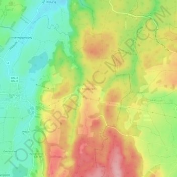 Mappa topografica Königsried, altitudine, rilievo