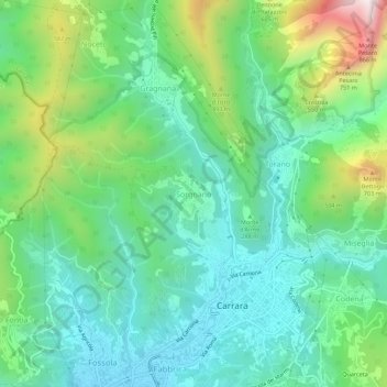 Mappa topografica Sorgnano, altitudine, rilievo