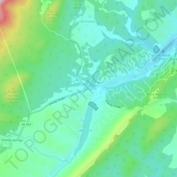 Mappa topografica Basye, altitudine, rilievo