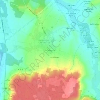 Mappa topografica La Relianderie, altitudine, rilievo