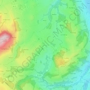 Mappa topografica Ermengerst, altitudine, rilievo