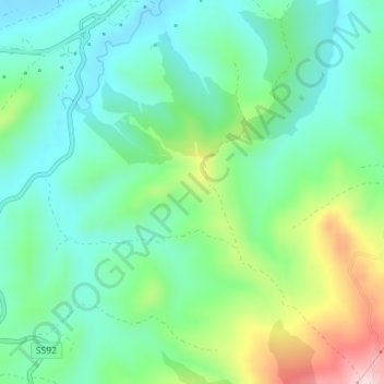 Mappa topografica Pizzuta, altitudine, rilievo