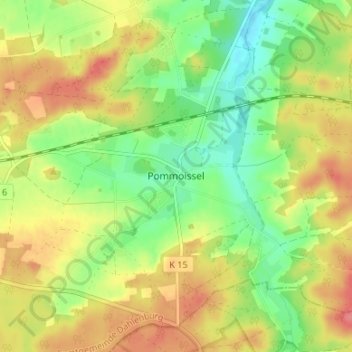 Mappa topografica Pommoissel, altitudine, rilievo