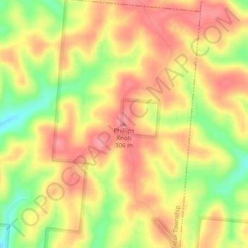 Mappa topografica Phillips Knob, altitudine, rilievo