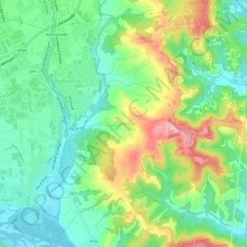 Mappa topografica Collalto, altitudine, rilievo