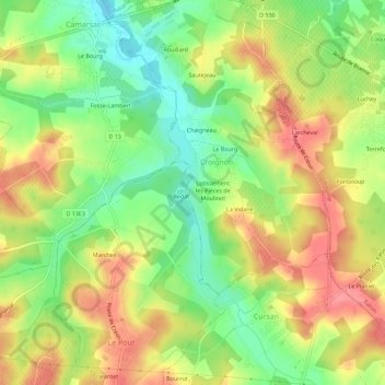 Mappa topografica Moulinot, altitudine, rilievo