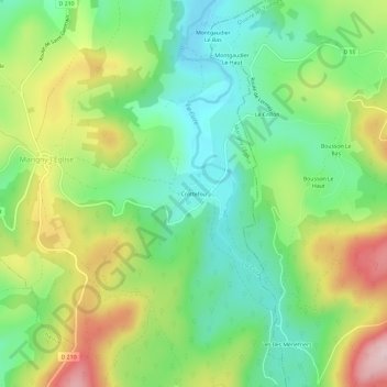 Mappa topografica Crottefou, altitudine, rilievo