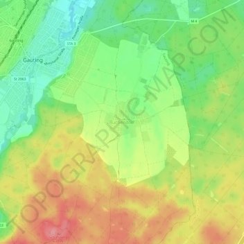Mappa topografica Buchendorf, altitudine, rilievo
