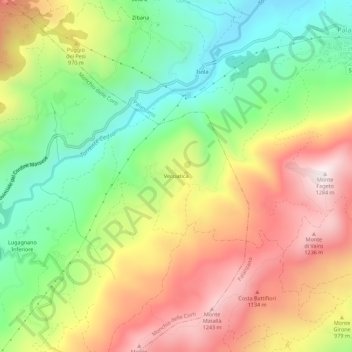Mappa topografica Vecciatica, altitudine, rilievo