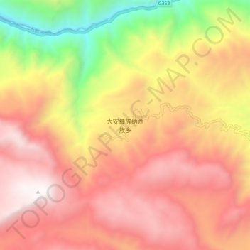 Mappa topografica 大安彝族纳西族乡, altitudine, rilievo