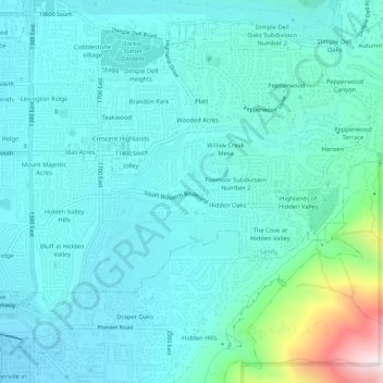 Mappa topografica Hickory Valley, altitudine, rilievo