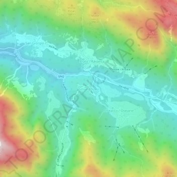 Mappa topografica Gniva, altitudine, rilievo