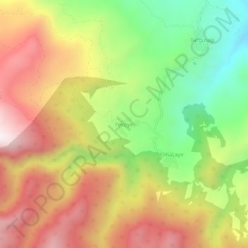 Mappa topografica Fevziye, altitudine, rilievo