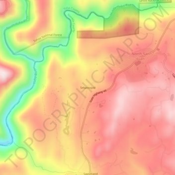 Mappa topografica Sebastopol, altitudine, rilievo