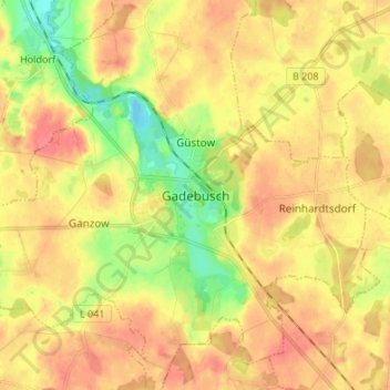 Mappa topografica Gadebusch, altitudine, rilievo