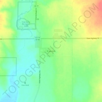 Mappa topografica Briggsdale, altitudine, rilievo
