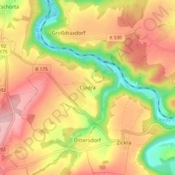 Mappa topografica Clodra, altitudine, rilievo