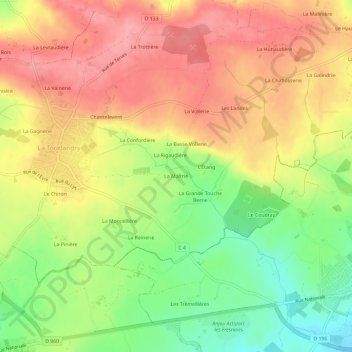 Mappa topografica La Maltrie, altitudine, rilievo