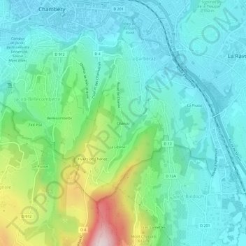 Mappa topografica Chanaz, altitudine, rilievo