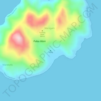 Mappa topografica Mare, altitudine, rilievo
