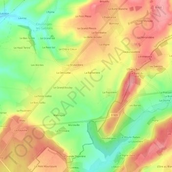 Mappa topografica La Masure, altitudine, rilievo