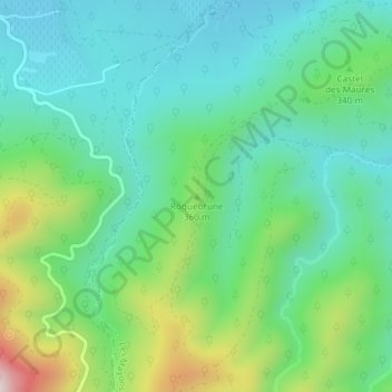 Mappa topografica Roquebrune, altitudine, rilievo