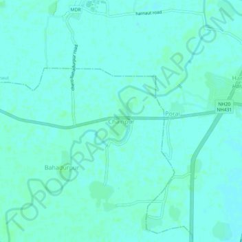 Mappa topografica Chainpur, altitudine, rilievo