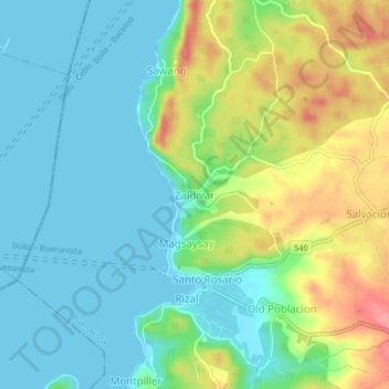 Mappa topografica Zaldivar, altitudine, rilievo