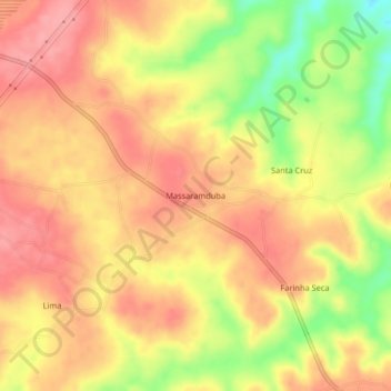 Mappa topografica Massaramduba, altitudine, rilievo