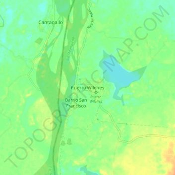 Mappa topografica Puerto Wilches, altitudine, rilievo