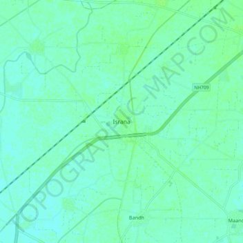 Mappa topografica Israna, altitudine, rilievo