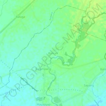 Mappa topografica Buliran, altitudine, rilievo