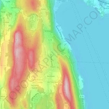 Mappa topografica La Côte, altitudine, rilievo