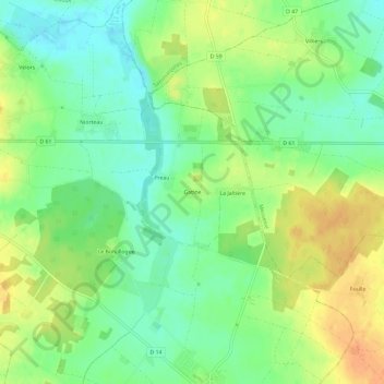 Mappa topografica Gatine, altitudine, rilievo