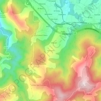 Mappa topografica Armayor, altitudine, rilievo