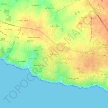 Mappa topografica La Durière, altitudine, rilievo