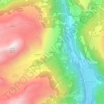 Mappa topografica Starleggia, altitudine, rilievo