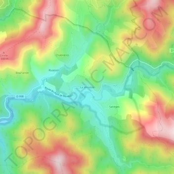 Mappa topografica La Vernède, altitudine, rilievo
