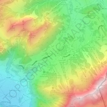 Mappa topografica Oberjoch, altitudine, rilievo