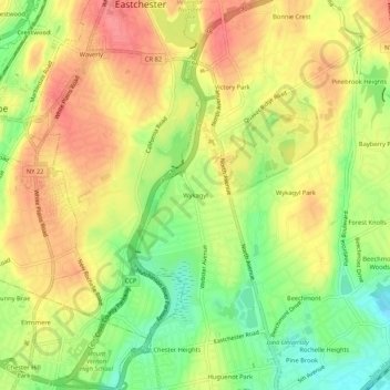 Mappa topografica Wykagyl, altitudine, rilievo