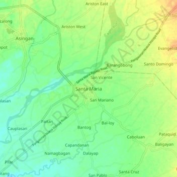 Mappa topografica Santa Maria, altitudine, rilievo
