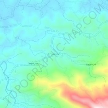 Mappa topografica Kolakkad, altitudine, rilievo